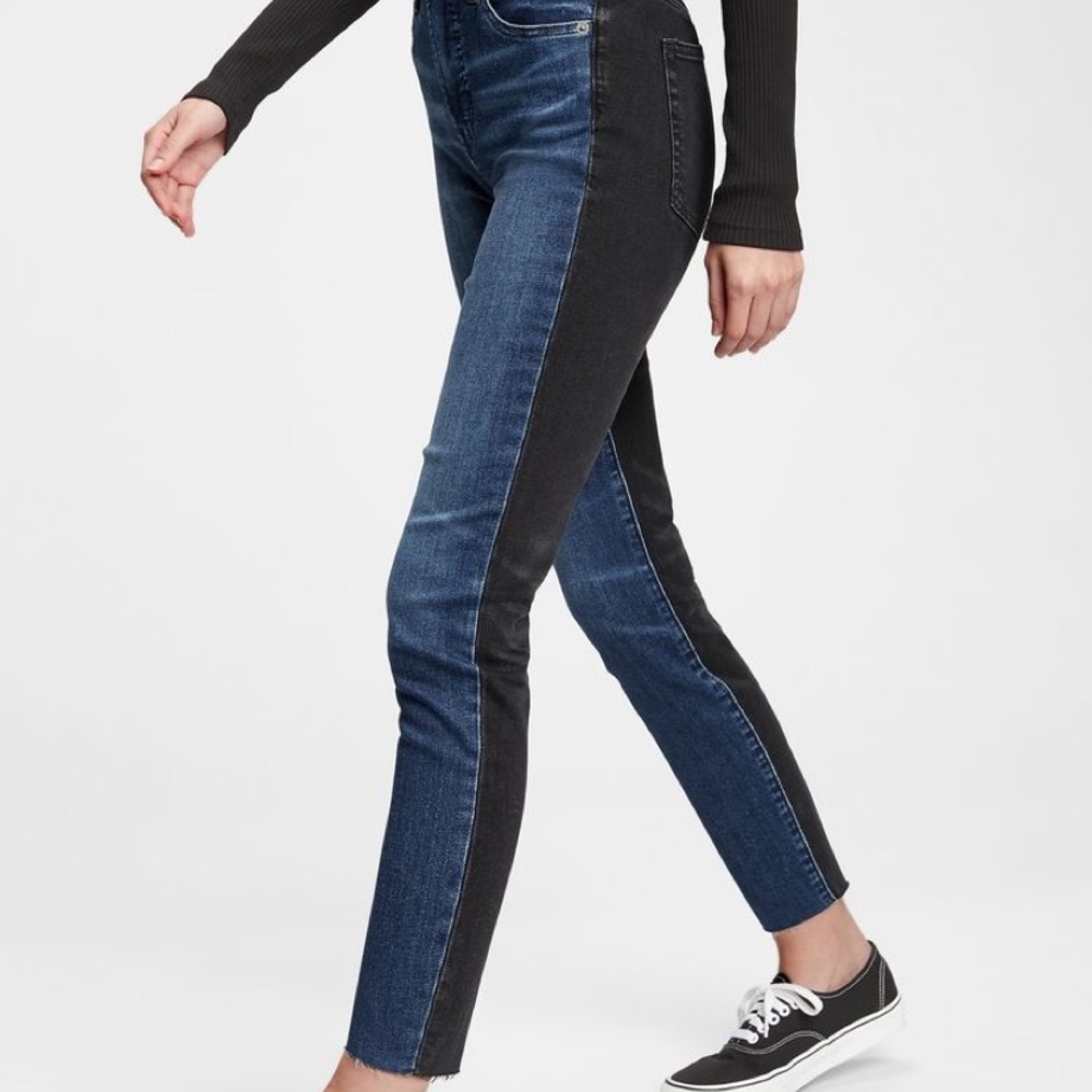 Gap two tone black and denim jeans